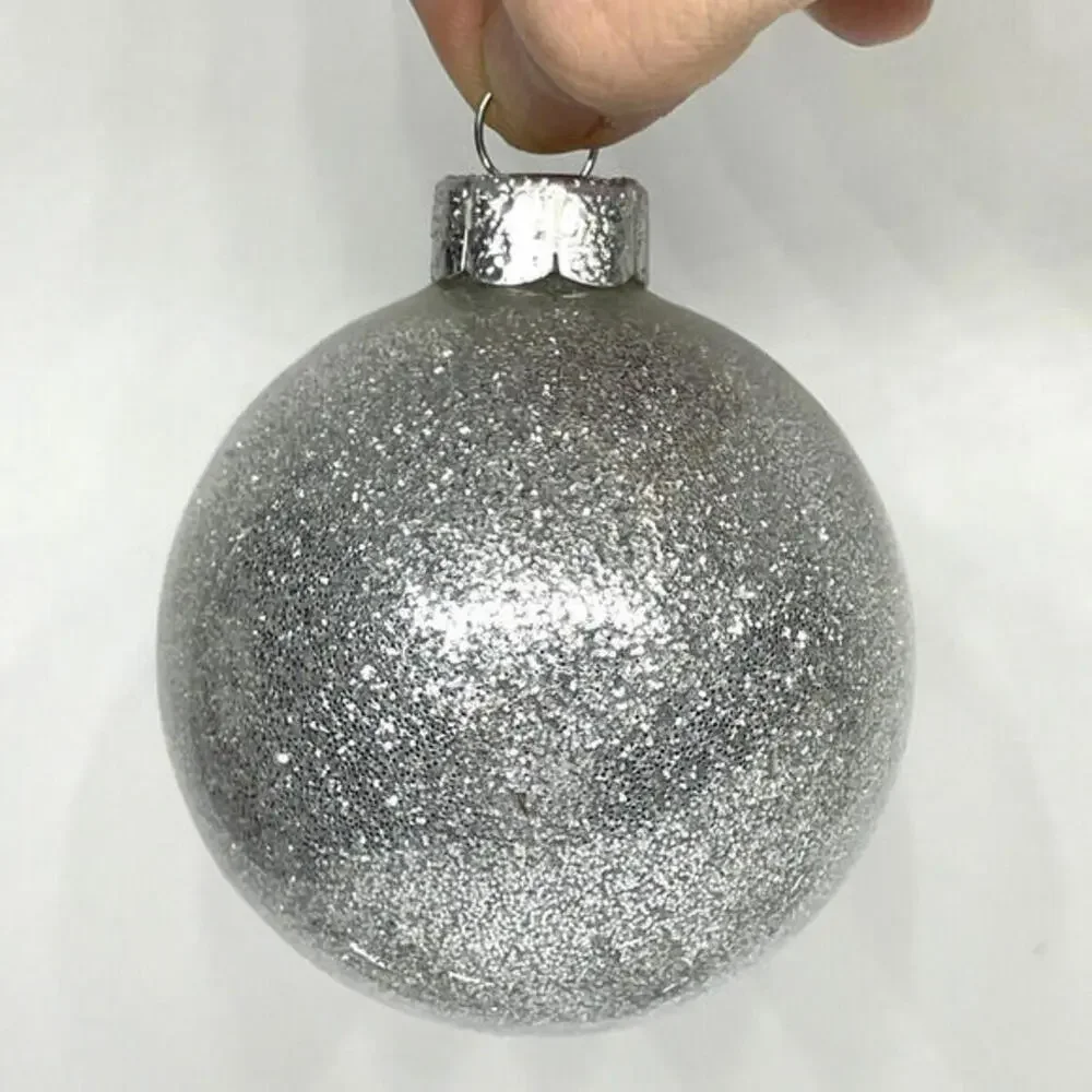 Silver Glitter Snowflake Baubles Icicle Glass Christmas Ornaments LOT‎ of 29